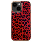 iPhone 14 Flexible Plastic Back Cover - Leopard pattern - Red