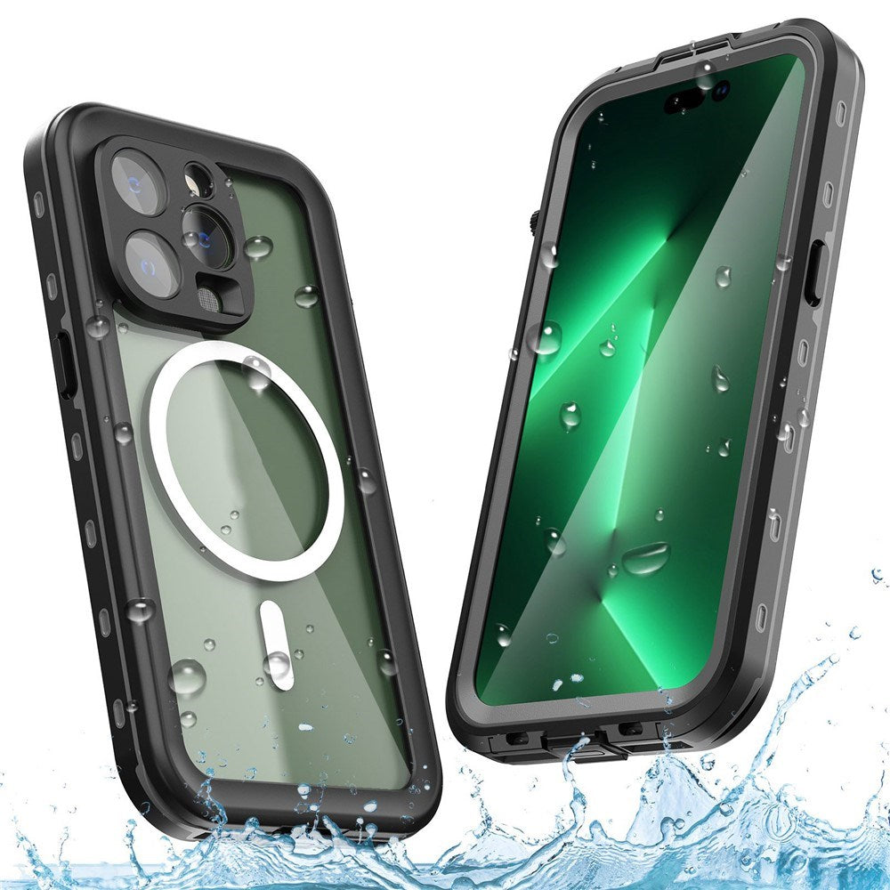 iPhone 14 Pro Redpepper IP68 Waterproof Case - MagSafe Compatible - Black / Transparent