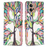 Motorola Moto G32 Leather Wallet Case w. Print - Colorful Tree