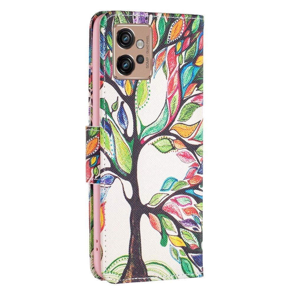 Motorola Moto G32 Leather Wallet Case w. Print - Colorful Tree