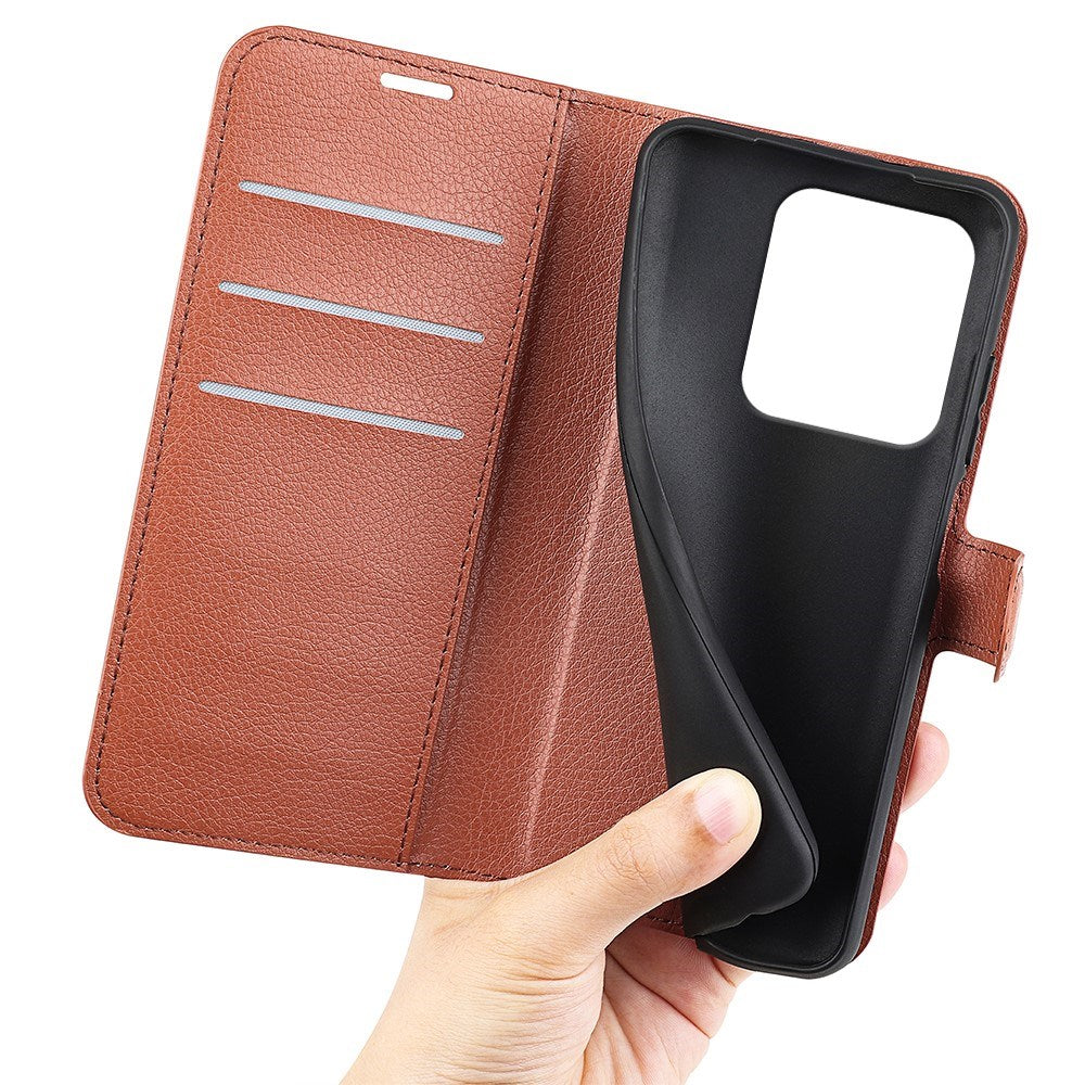 EIDERWOOD Motorola Edge 50 Ultra Litchi Leather Flip Case w. Wallet - Brown