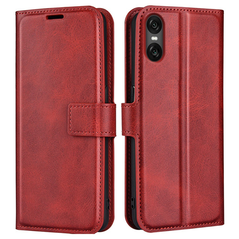 EIDERWOOD Sony Xperia 10 VI Faux Leather Flip Cover with Stand Function & Card Holder - Red