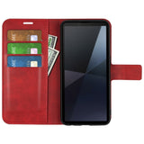 EIDERWOOD Sony Xperia 10 VI Faux Leather Flip Cover with Stand Function & Card Holder - Red