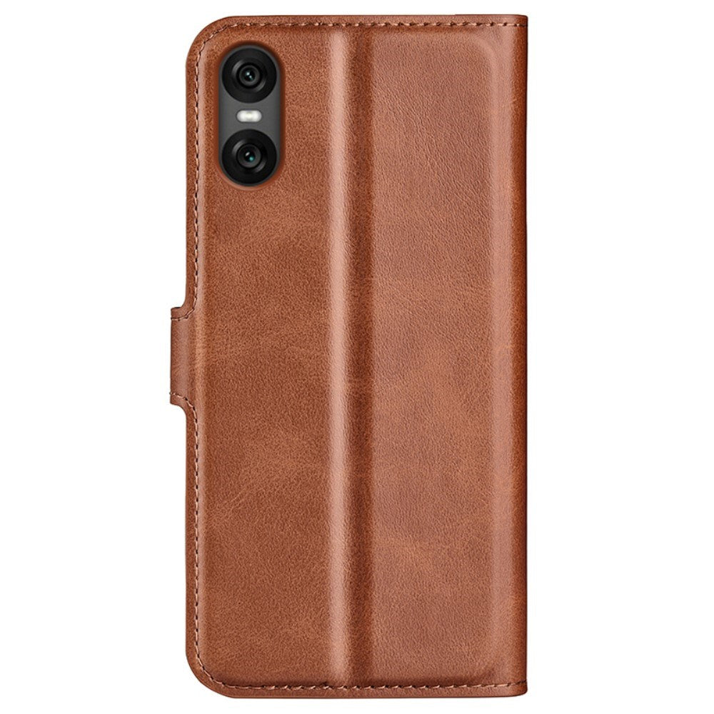 EIDERWOOD Sony Xperia 10 VI Faux Leather Flip Cover with Stand Function & Card Holder - Light Brown