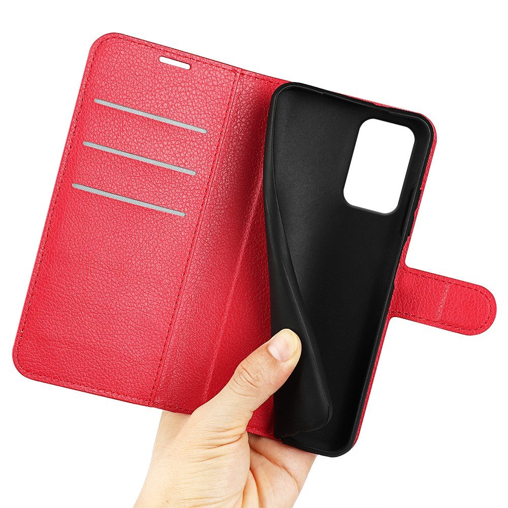 EIDERWOOD Motorola Edge 50 Fusion Litchi Leather Flip Case w. Wallet - Red