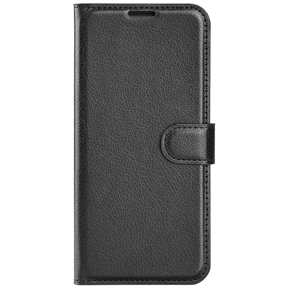 EIDERWOOD iPhone 16 Plus Litchi Leather Flip Case w. Wallet - Black