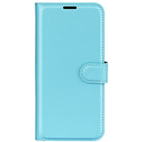 EIDERWOOD iPhone 16 Plus Litchi Leather Flip Case w. Wallet - Blue