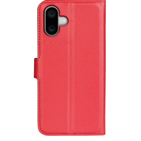 EIDERWOOD iPhone 16 Litchi Leather Wallet Case - Red