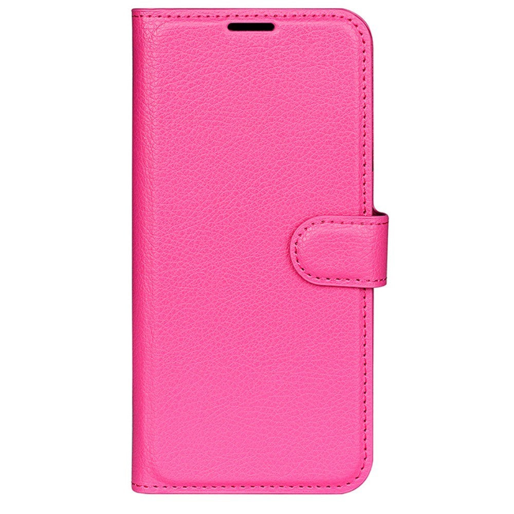 EIDERWOOD iPhone 16 Litchi Leather Wallet Case - Pink