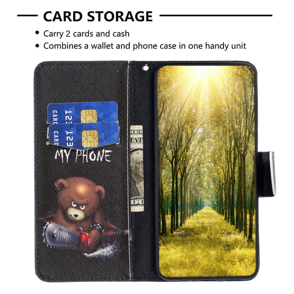 EIDERWOOD iPhone 16 Pro Max Leather Case w, Wallet & Print - "Don't Touch My Phone" - Bear