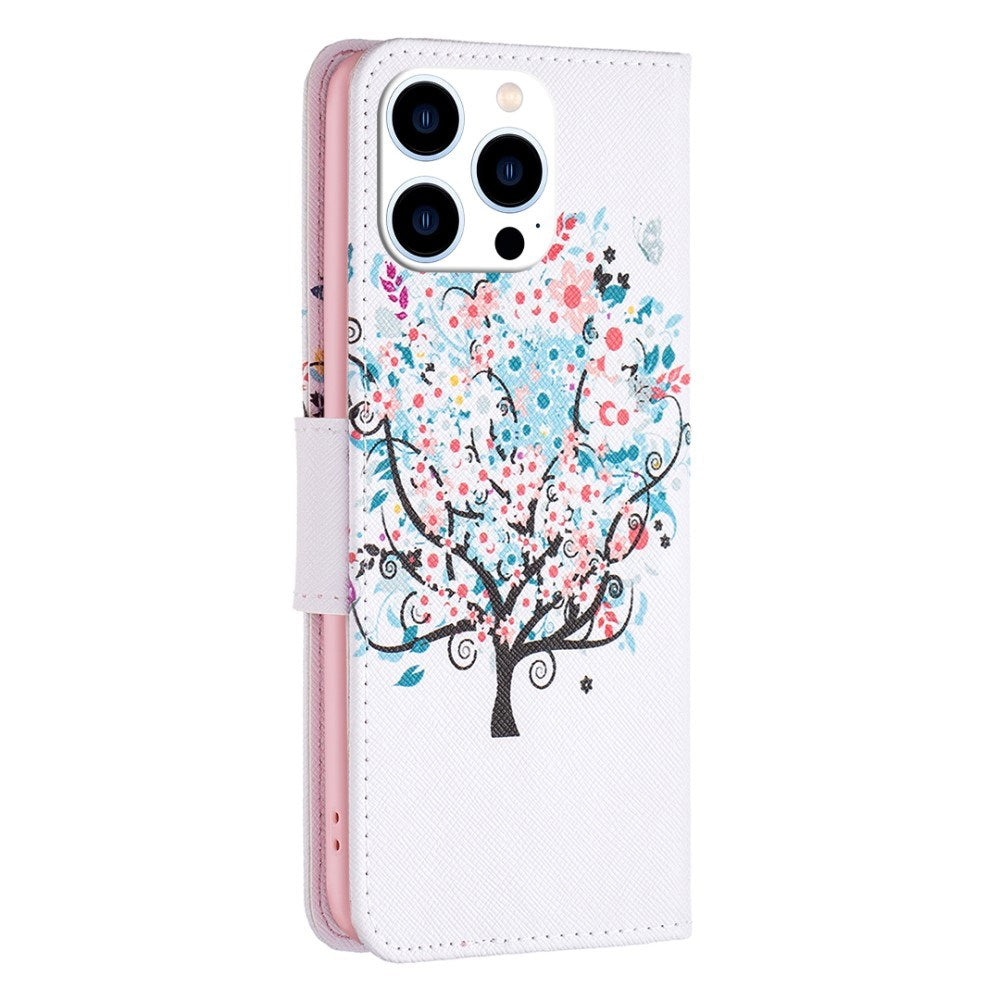 EIDERWOOD iPhone 16 Pro Max Leather Case w, Wallet & Print - Flowers Tree