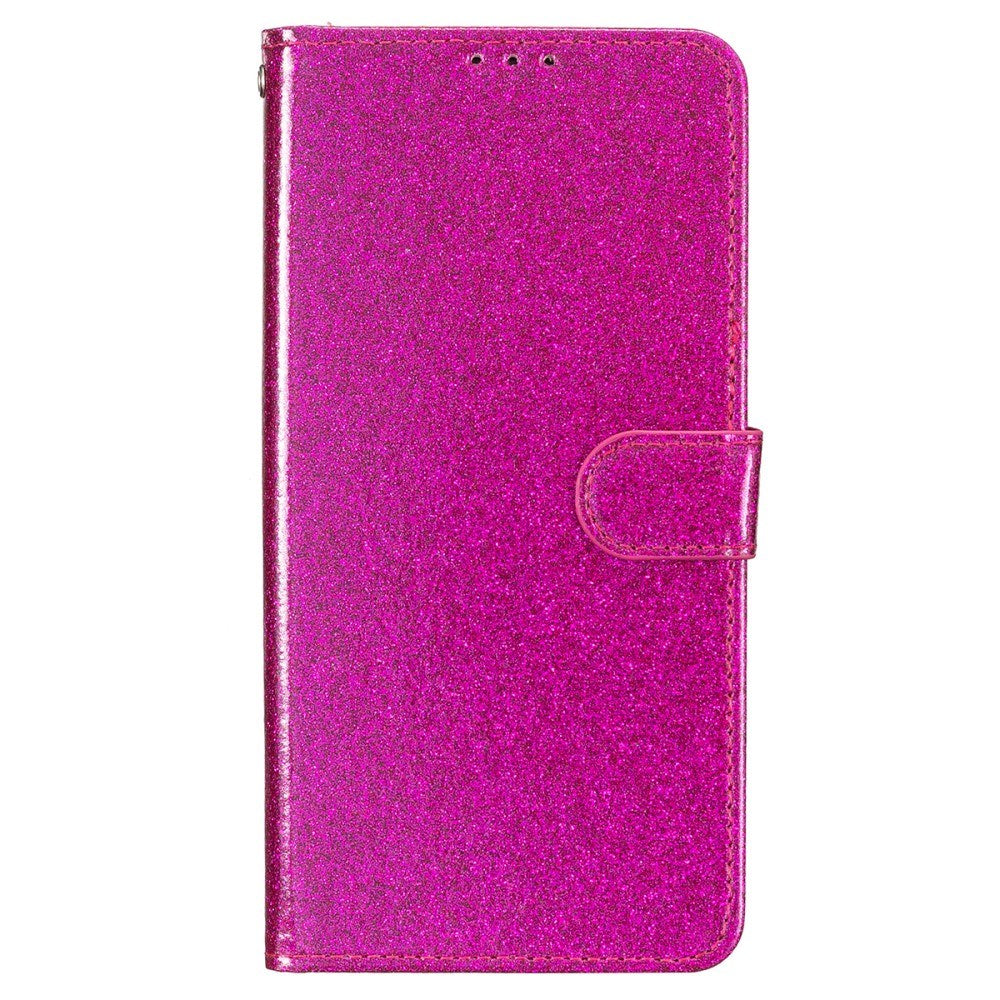 EIDERWOOD iPhone 16 Pro Leather Flip Case with Wallet and Strap - Glitter - Pink