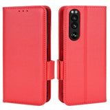 Sony Xperia 5 IV Litchi Leather Wallet Case - Red