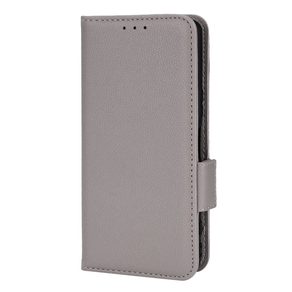 Sony Xperia 5 IV Litchi Leather Wallet Case - Grey