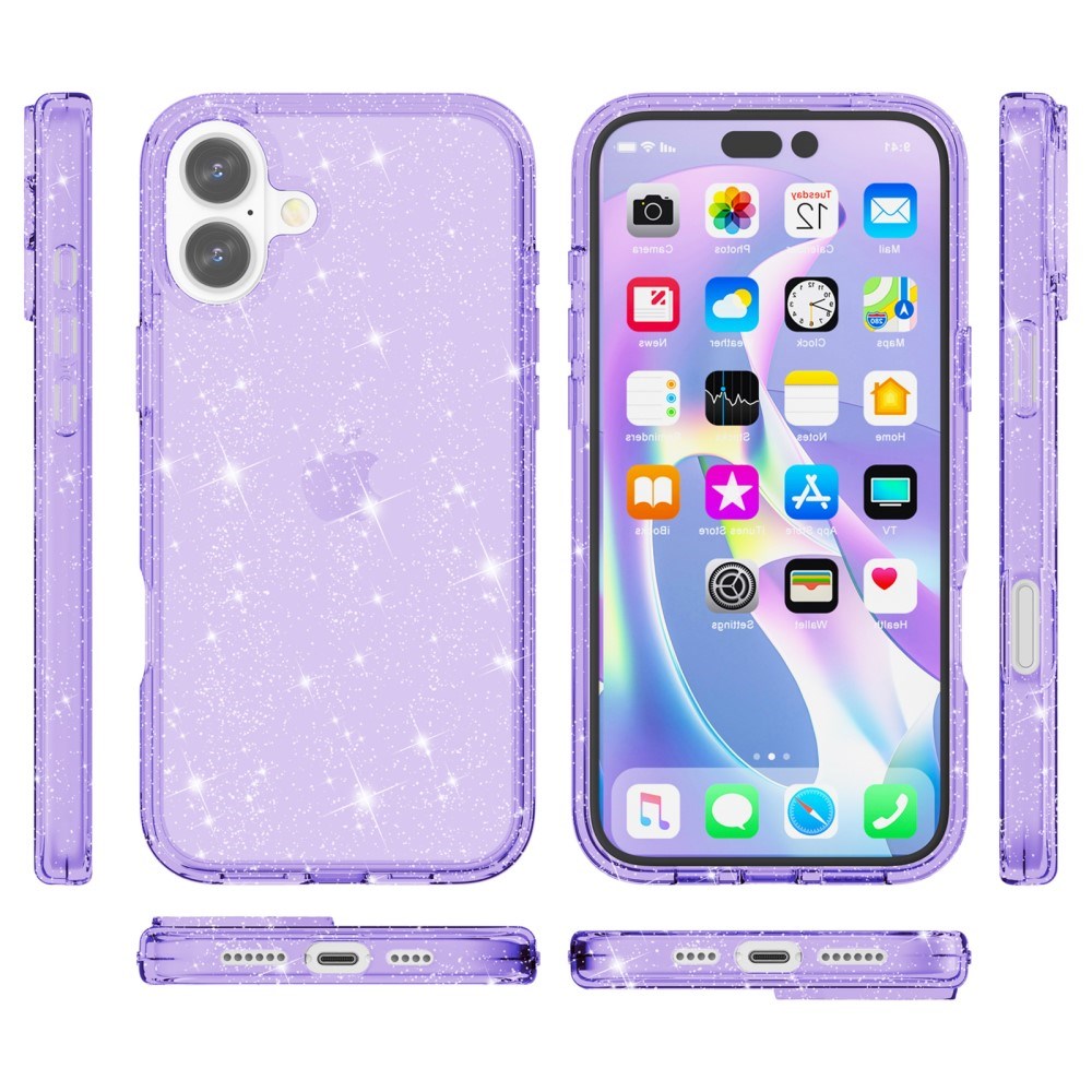 EIDERWOOD iPhone 16 Plus Hybrid Plastic Case - Purple Glitter