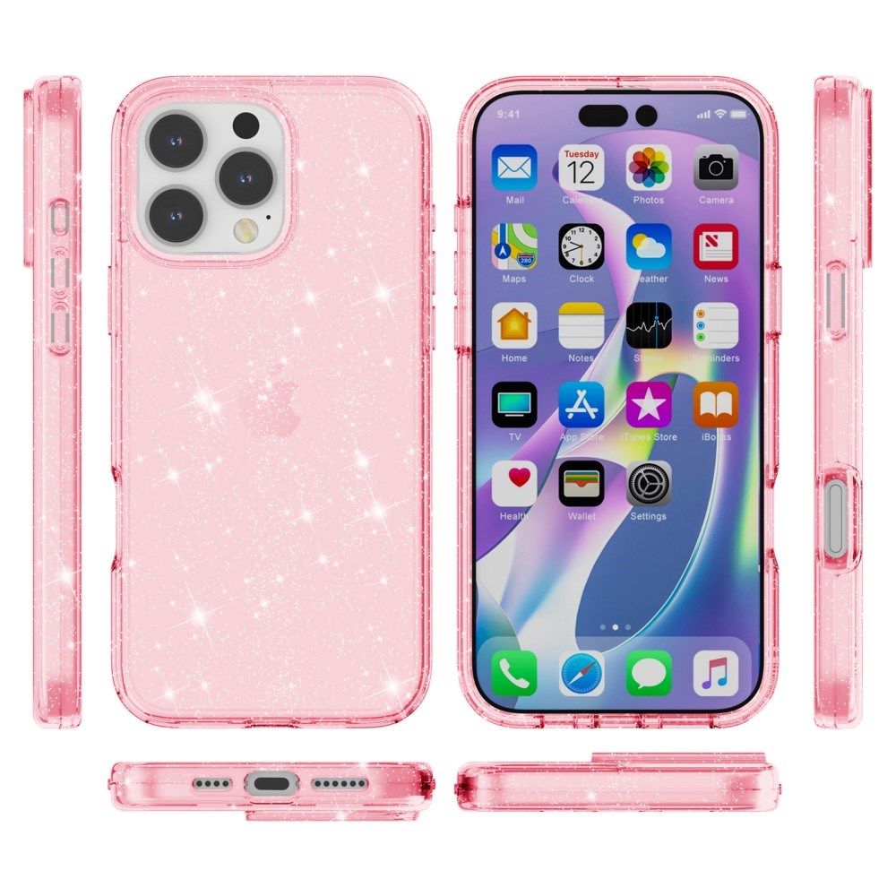 EIDERWOOD iPhone 16 Pro Max Hybrid Plastic Case - Pink Glitter