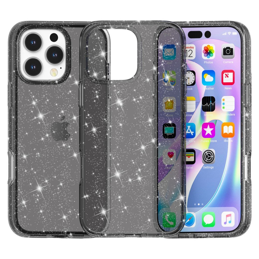 EIDERWOOD iPhone 16 Pro Max Hybrid Plastic Case - Black Glitter