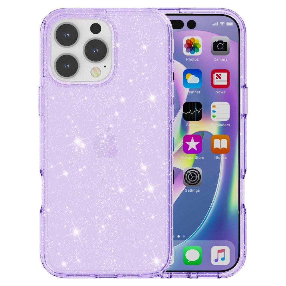 EIDERWOOD iPhone 16 Pro Hybrid Plastic Case - Purple Glitter