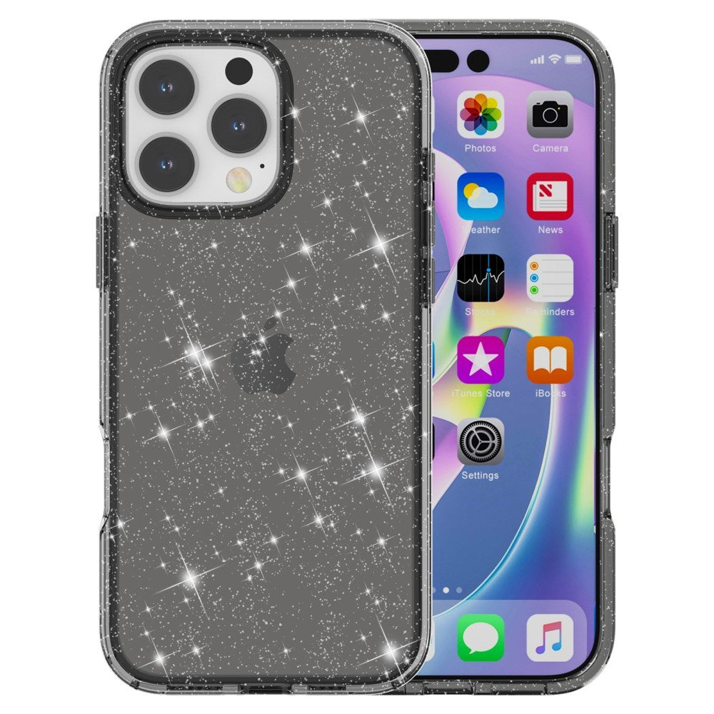 EIDERWOOD iPhone 16 Pro Hybrid Plastic Case - Black Glitter