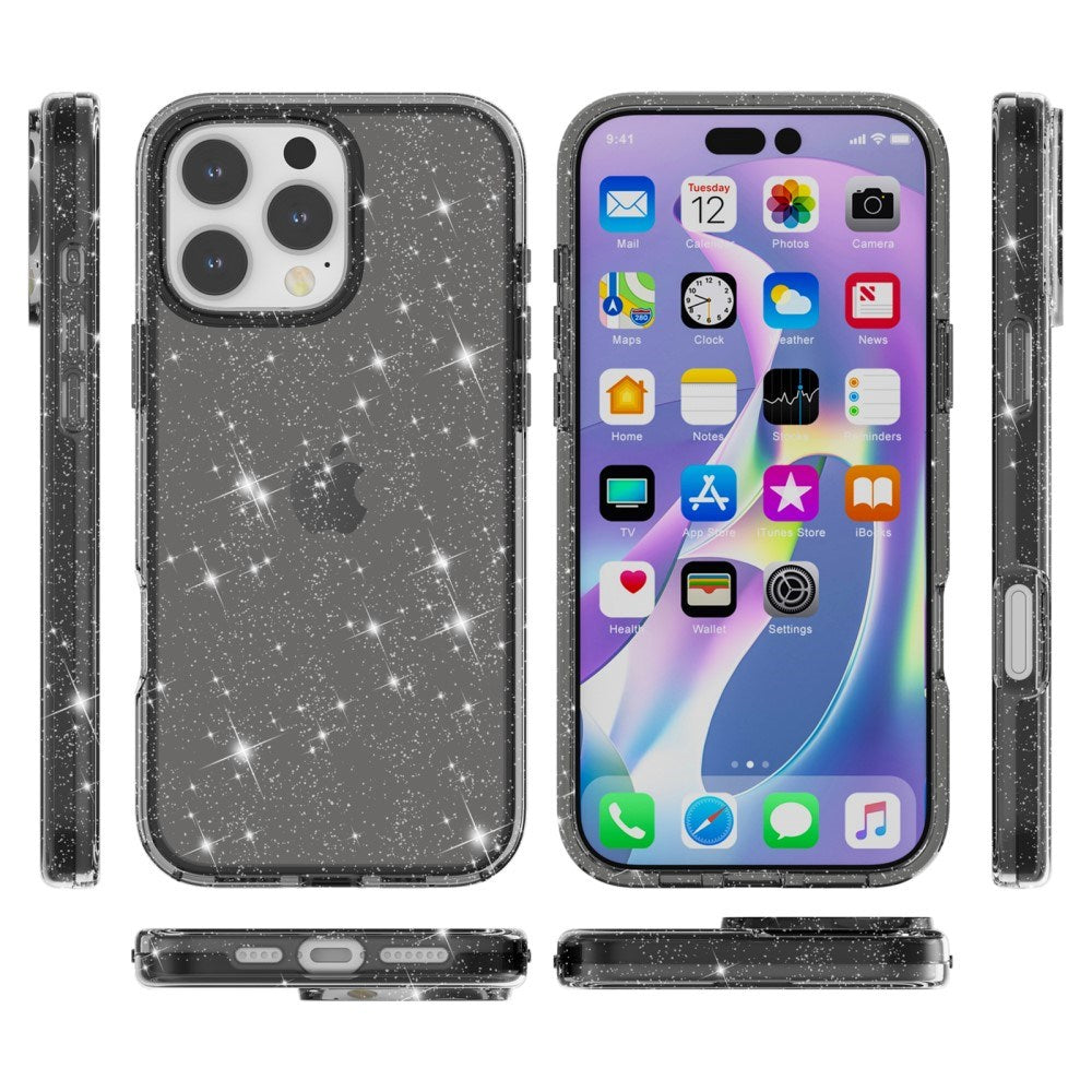 EIDERWOOD iPhone 16 Pro Hybrid Plastic Case - Black Glitter