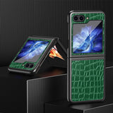 EIDERWOOD Samsung Galaxy Z Flip6 Leather Covered Plastic Case w. Texture - Green