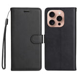 EIDERWOOD iPhone 16 Pro Faux Leather Case with Wallet and Strap - Black