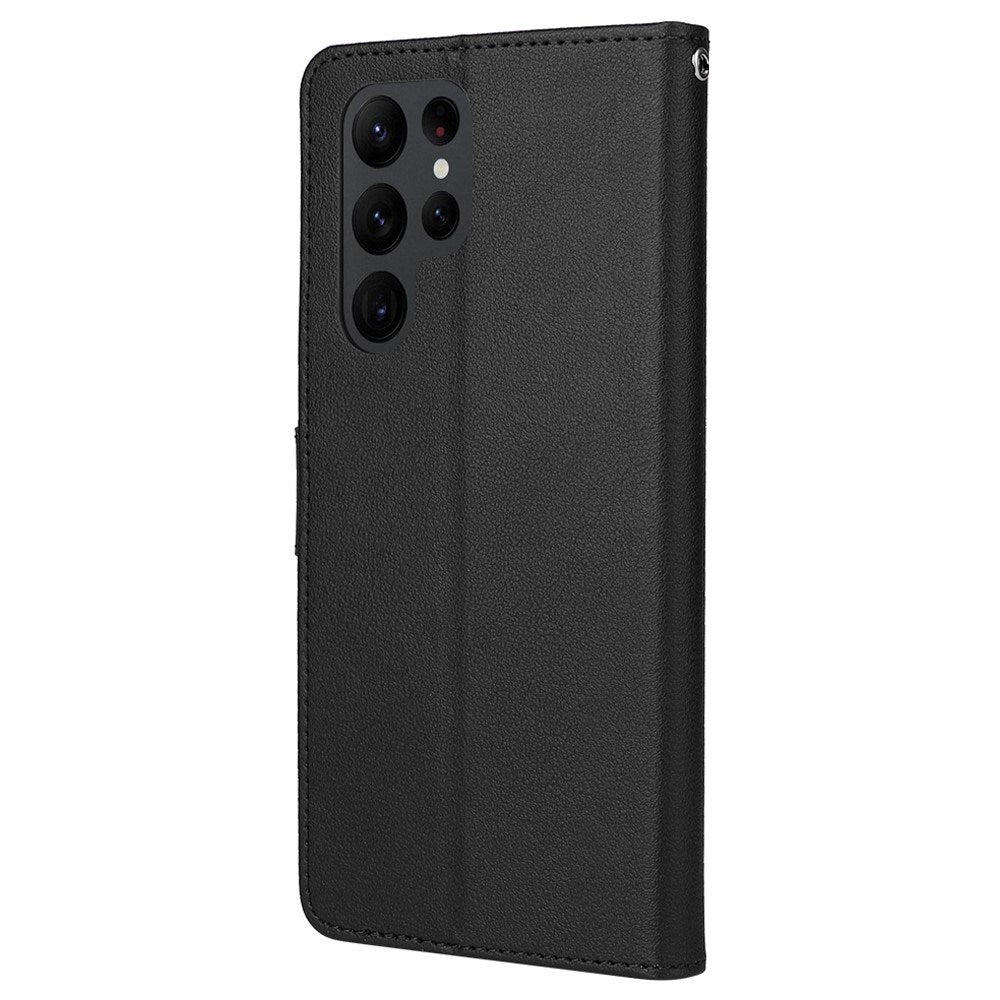 EIDERWOOD Samsung Galaxy S23 Ultra Glossy Faux Leather Wallet Case - Black