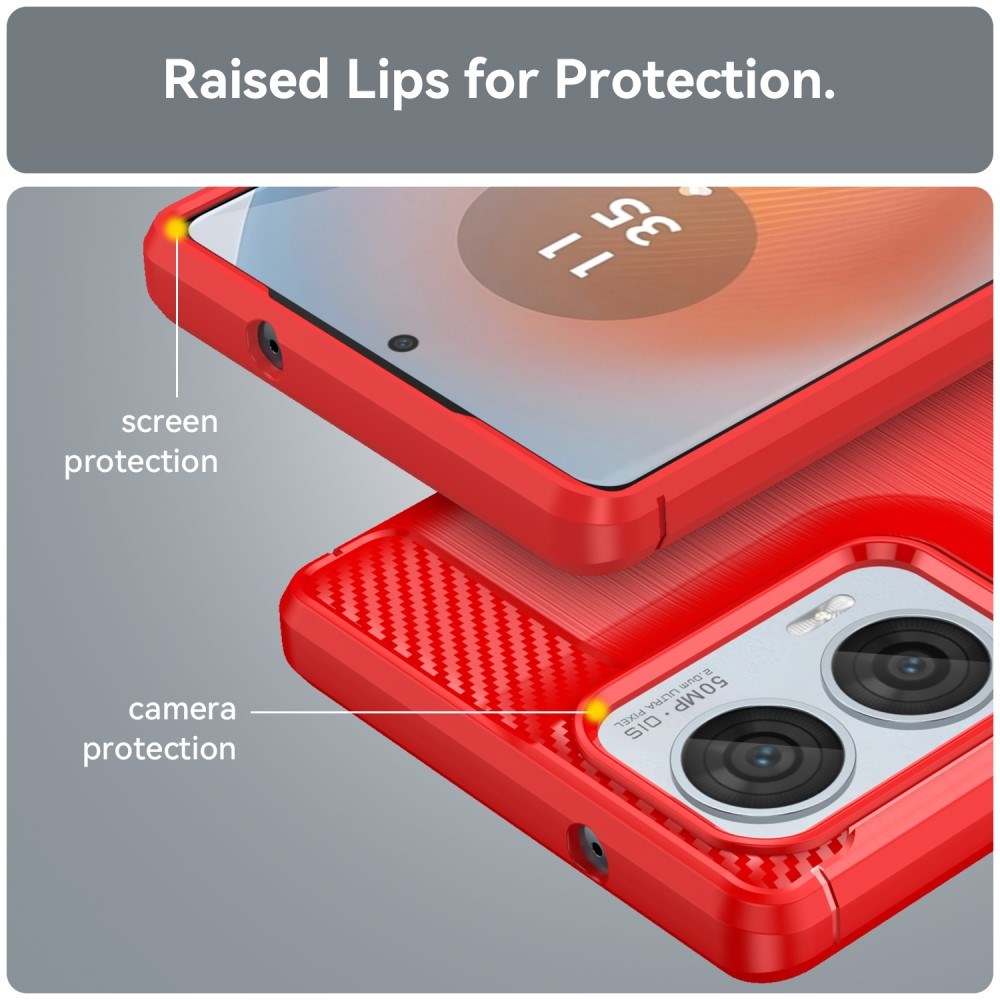 EIDERWOOD Motorola Edge 50 Fusion Brushed Carbon Case - Red