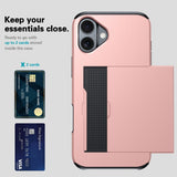 EIDERWOOD iPhone 16 Hybrid Tough Case w. Card Holder - Pink