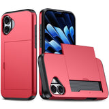 EIDERWOOD iPhone 16 Hybrid Tough Case w. Card Holder - Red