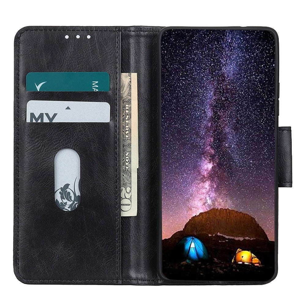 Motorola Edge 30 Neo Vintage Texture Leather Wallet Case - Black