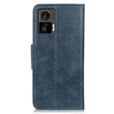 Motorola Edge 30 Neo Vintage Texture Leather Wallet Case - Blue