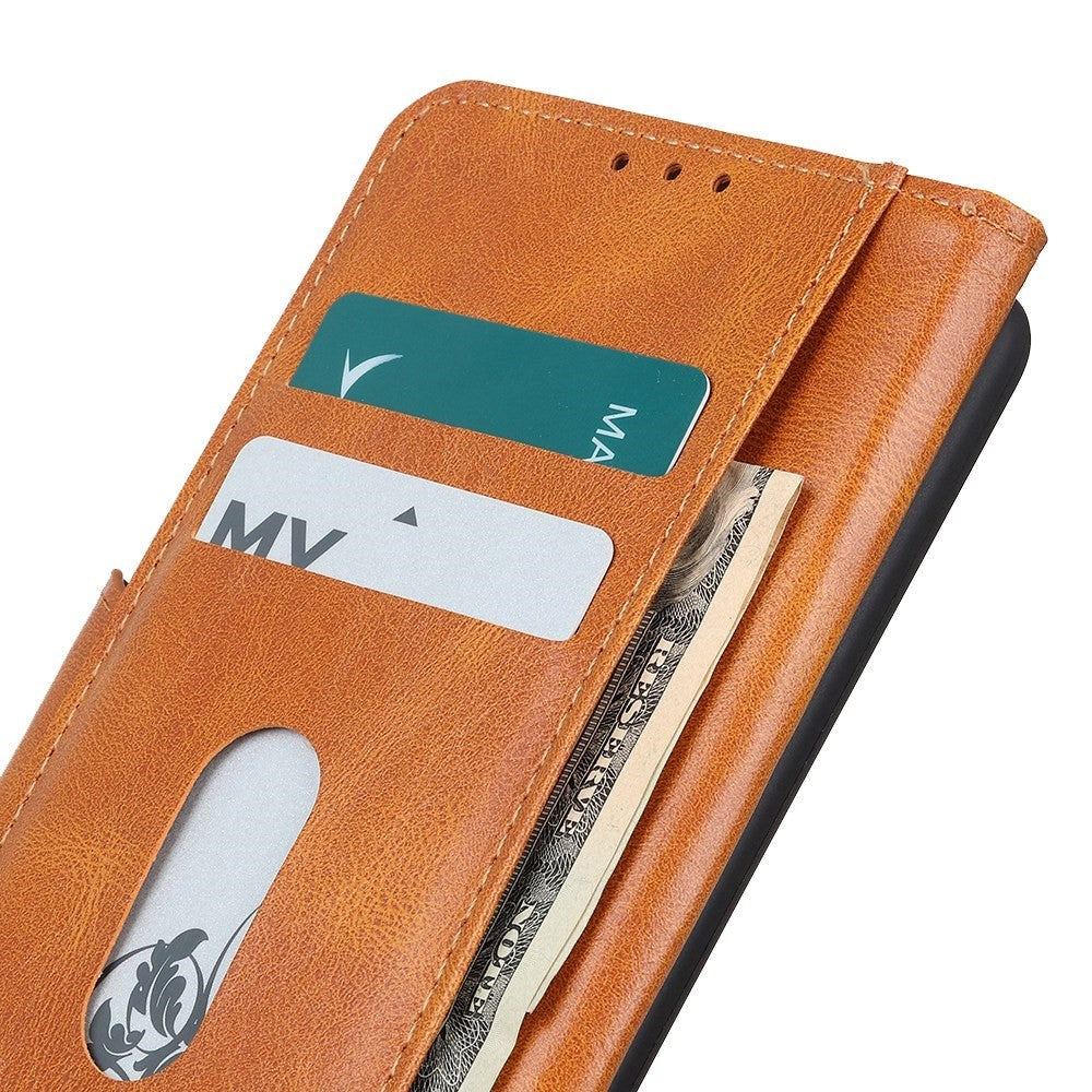 Motorola Edge 30 Neo Vintage Texture Leather Wallet Case - Brown