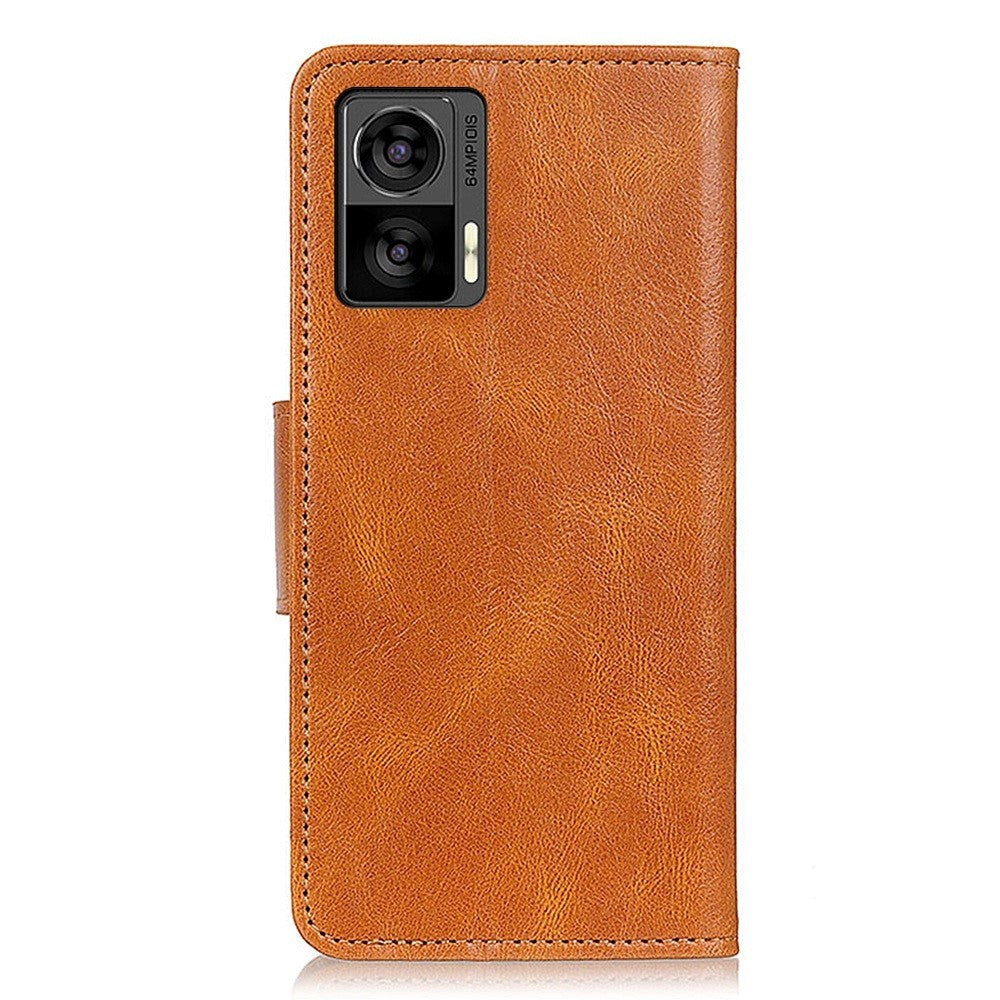 Motorola Edge 30 Neo Vintage Texture Leather Wallet Case - Brown