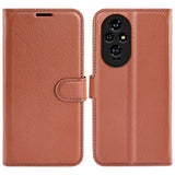 EIDERWOOD Honor 200 5G Case with Card Holder – Litchi Texture Faux Leather Flip Cover - Brown