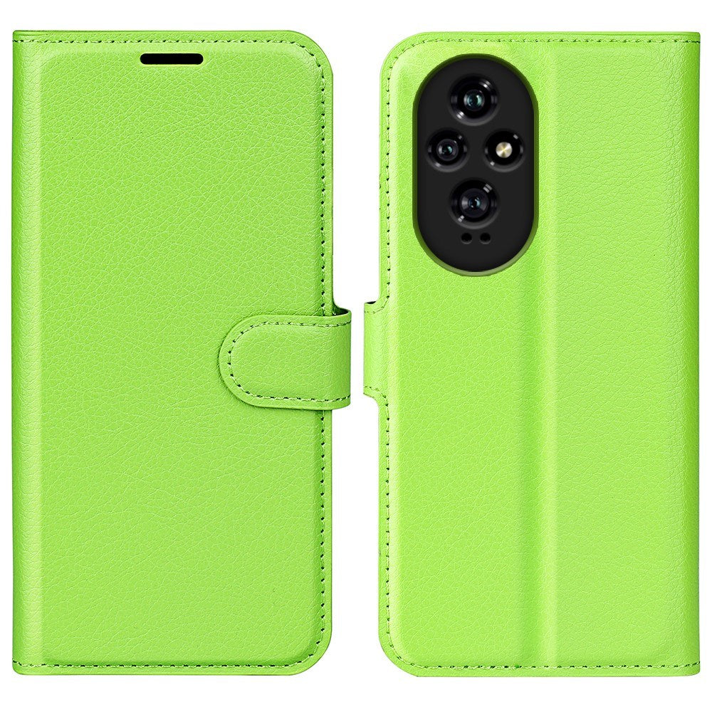 EIDERWOOD Honor 200 5G Case with Card Holder – Litchi Texture Faux Leather Flip Cover - Green