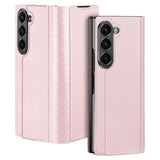 DUX DUCIS Bril Series for Samsung Galaxy Z Fold6 5G Case Card Slot Leather Stand Phone Cover - Pink