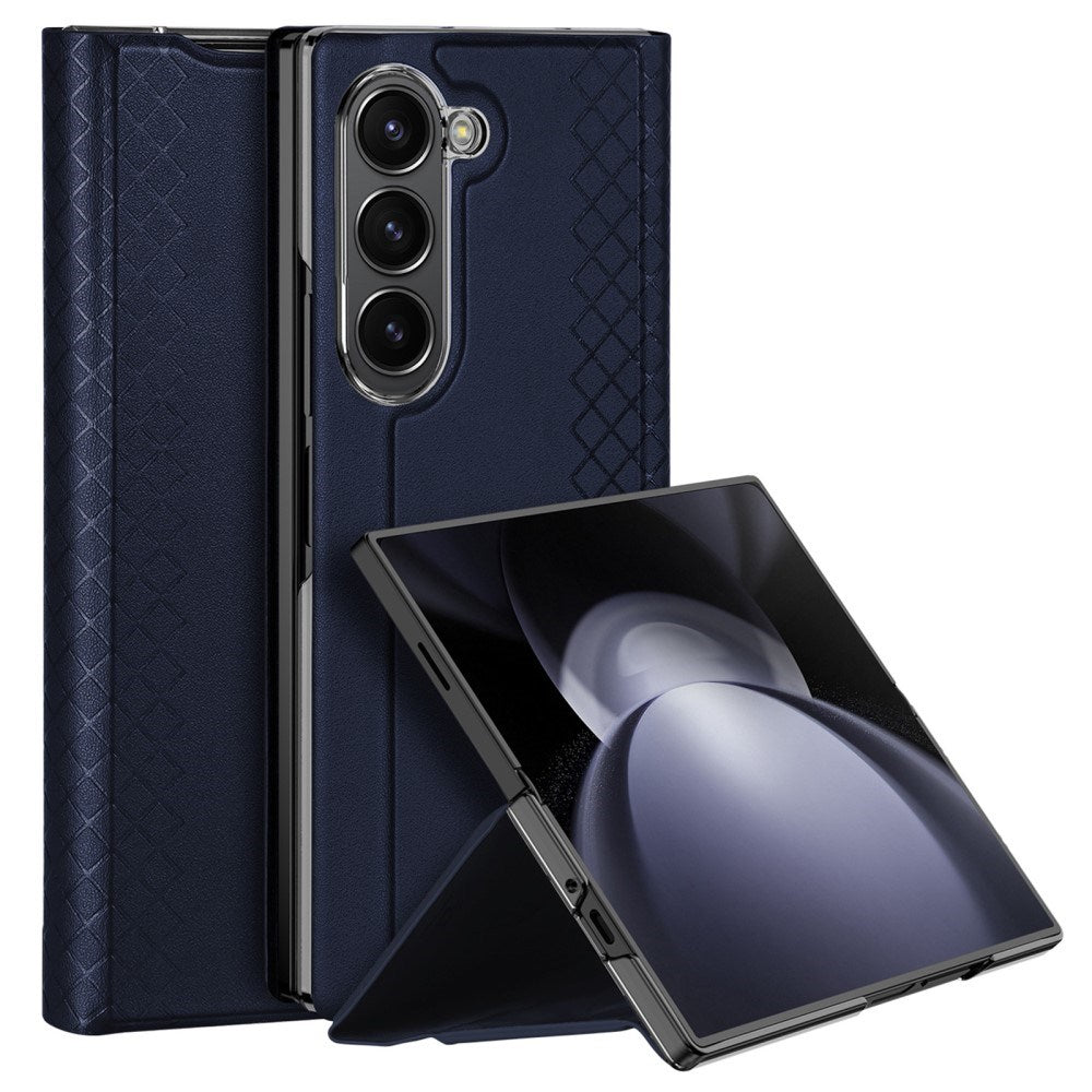 DUX DUCIS Bril Series for Samsung Galaxy Z Fold6 5G Case Card Slot Leather Stand Phone Cover - Blue