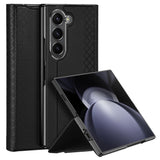 DUX DUCIS Bril Series for Samsung Galaxy Z Fold6 5G Case Card Slot Leather Stand Phone Case - Black