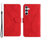 EIDERWOOD Samsung Galaxy S24 FE Patterned Leather Case with Wallet and Strap - Red