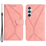 EIDERWOOD Samsung Galaxy S24 FE Patterned Leather Case with Wallet and Strap - Pink