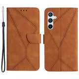 EIDERWOOD Samsung Galaxy S24 FE Patterned Leather Case with Wallet and Strap - Brown