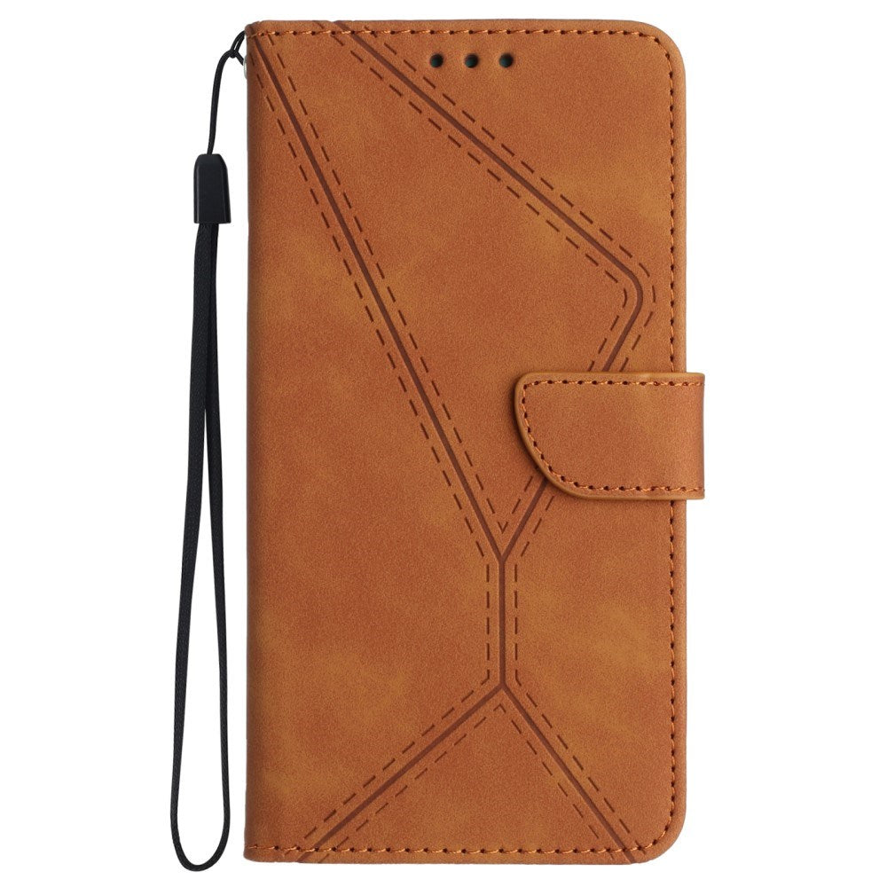 EIDERWOOD Samsung Galaxy S24 FE Patterned Leather Case with Wallet and Strap - Brown