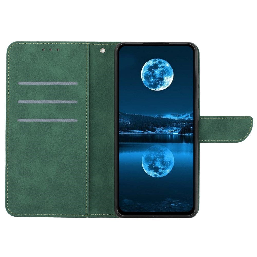 EIDERWOOD Samsung Galaxy S24 FE Patterned Leather Case with Wallet and Strap - Green