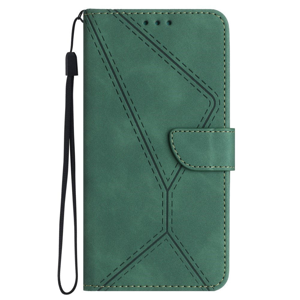 EIDERWOOD Samsung Galaxy S24 FE Patterned Leather Case with Wallet and Strap - Green