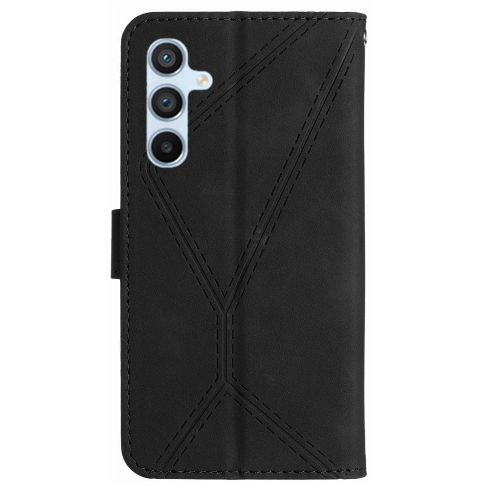 EIDERWOOD Samsung Galaxy S24 FE Patterned Leather Case with Wallet and Strap - Black