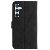 EIDERWOOD Samsung Galaxy S24 FE Patterned Leather Case with Wallet and Strap - Black