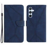 EIDERWOOD Samsung Galaxy S24 FE Patterned Leather Case with Wallet and Strap - Blue