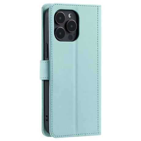 EIDERWOOD iPhone 16 Pro Max Leather Flip Case w. Wallet & Strap - Rhombus - Turquoise