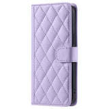 EIDERWOOD iPhone 16 Pro Max Leather Flip Case w. Wallet & Strap - Rhombus - Purple